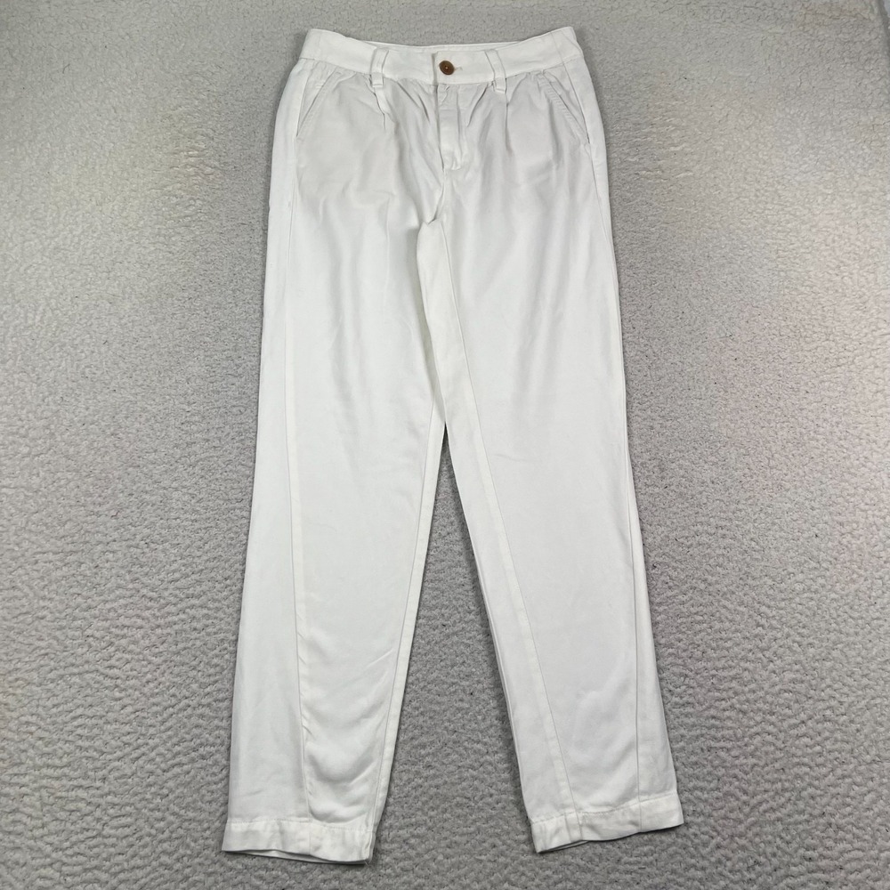 Anthropologie Pants Womens 25 White Tapered Pleated Minimalist Chic Lyocell